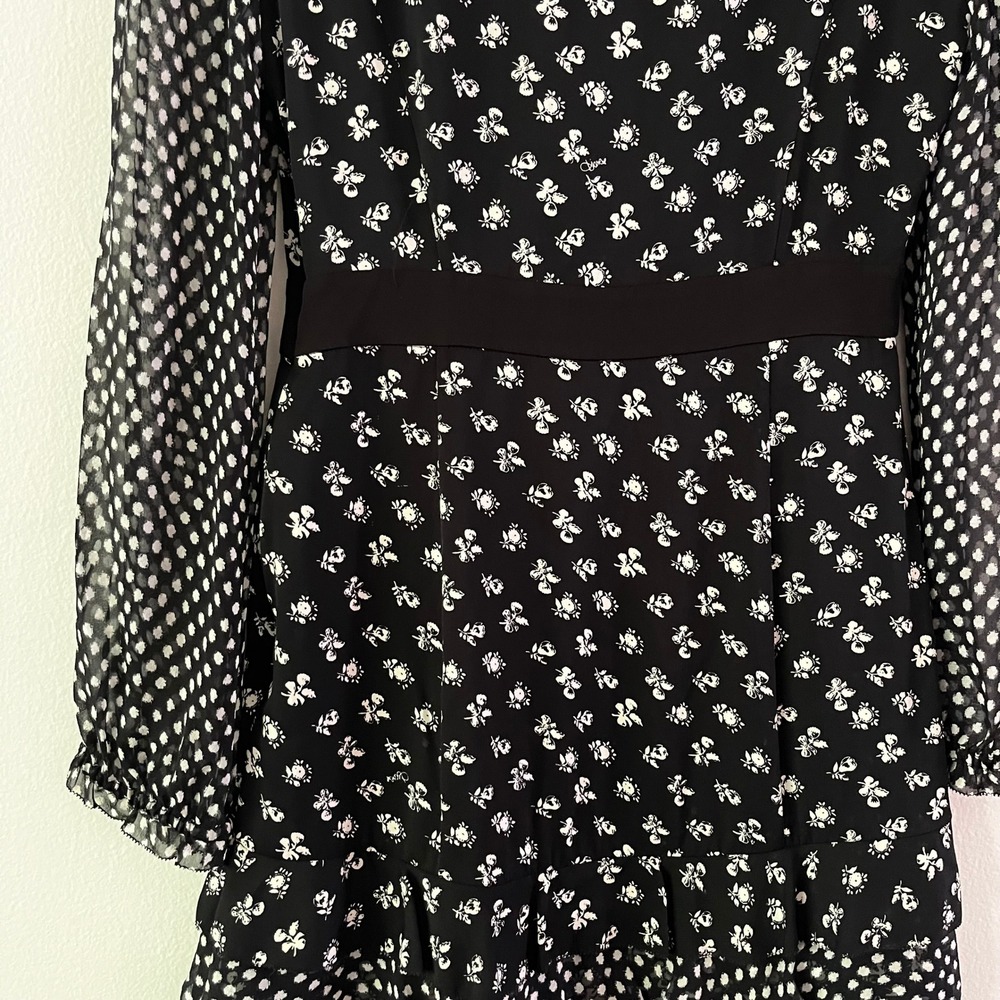 Diane von Furstenberg Fionna Dress Silk Floral Ruffle Tiered Long Sleeve size 2 - Picture 8 of 16